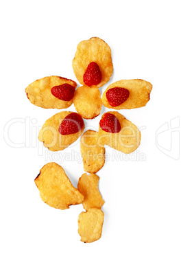 Potato chips with strawberries