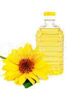 Vegetable oil with a flower sunflower