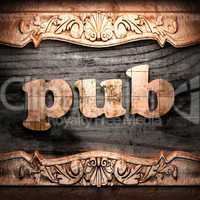 Golden word on wood