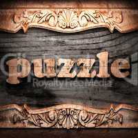 Golden word on wood