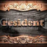 Golden word on wood