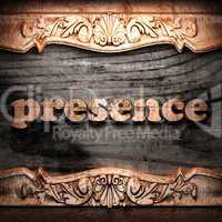 Golden word on wood