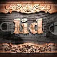 Golden word on wood