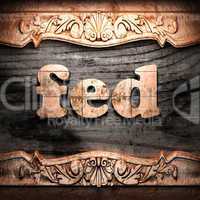 Golden word on wood