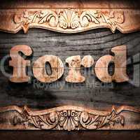 Golden word on wood