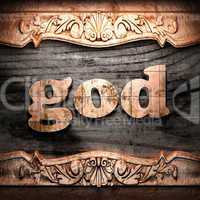 Golden word on wood