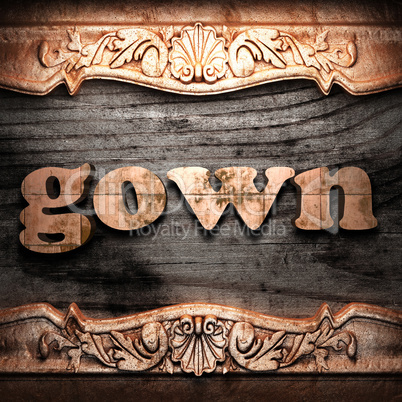 Golden word on wood