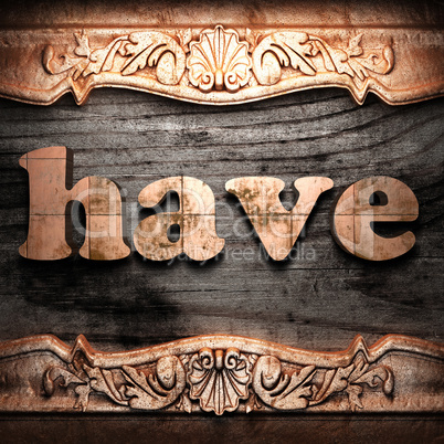Golden word on wood Golden word on wood