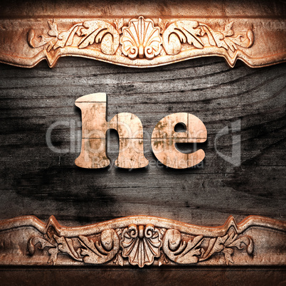 Golden word on wood