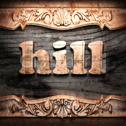 Golden word on wood