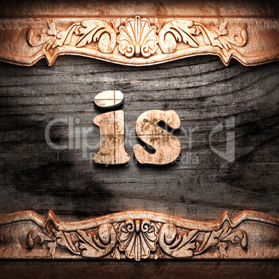 Golden word on wood