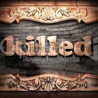Golden word on wood