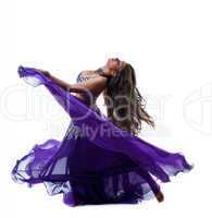 Beauty girl dance in traditional arabia costume