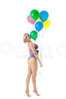 Beauty sexy woman in lingerie with balloons