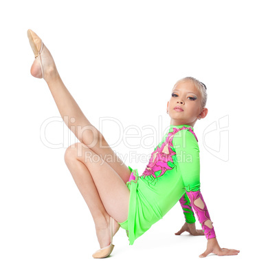 Young teenager girl doing gymnastics exercise