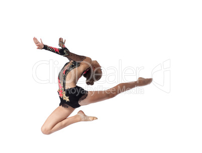 Young professional gymnast jump in dance