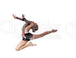 Young professional gymnast jump in dance