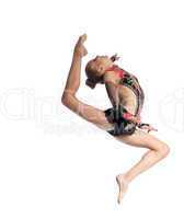 Young girl jump in gymnastics dance