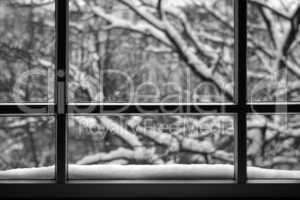 Winter hinter dem Fenster