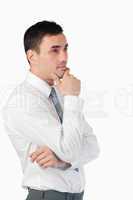 Side view of thoughtful businessman