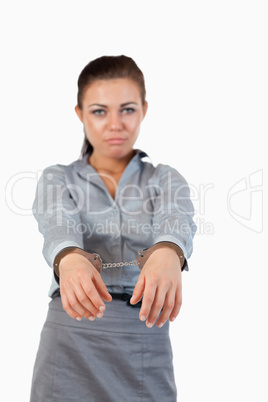 Portrait of a businesswoman with handcuffs