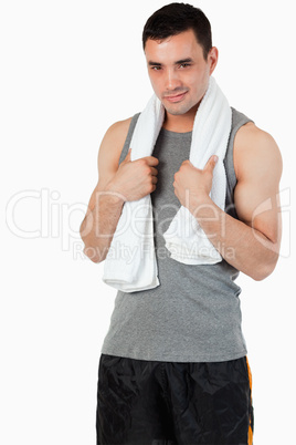 Smiling young man after training