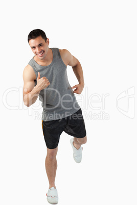 Young man warming up before workout