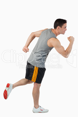 Young man warming up before training