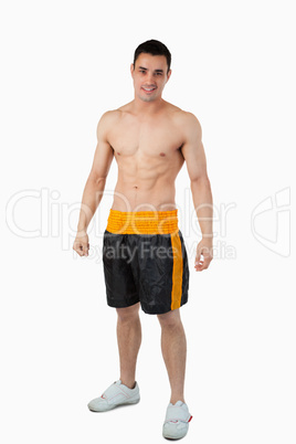 Sporty young male in boxer shorts