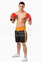 Young boxer fighting