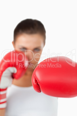 Left fist of female boxer