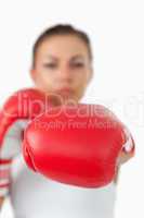 Left fist presented by female boxer