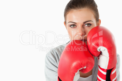 Woman with boxing gloves