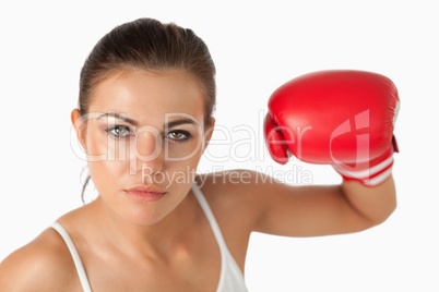 Female boxer looking at the camera