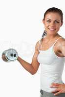 Portrait of a smiling woman working out