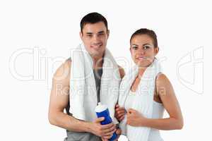 Young couple going to practice sport