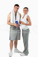 Portrait of a couple going to practice sport