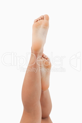 Portrait of feminine legs going up