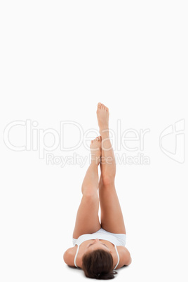 Portrait of a woman with the legs up