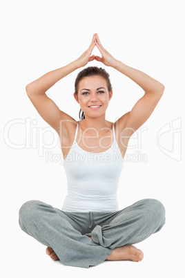 Portrait of a woman in a meditation position