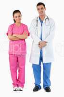 Portrait of a doctor and a nurse posing