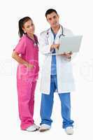 Portrait of doctors using a laptop