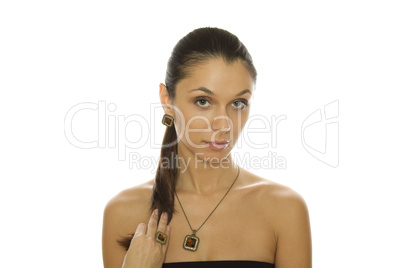 Close-up of woman with jewels