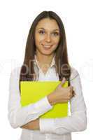Close-up of business woman with folder