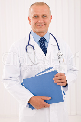 Mature doctor male portrait with folders