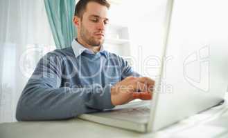 Businessman with his laptop in his home office