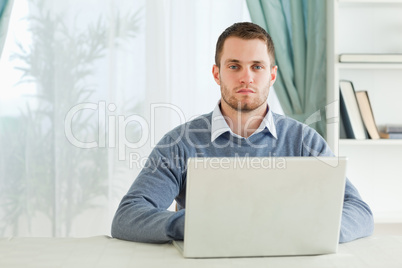 Businessman working in homeoffice