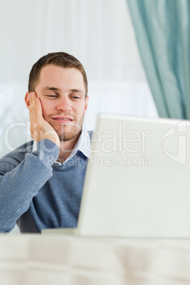 Businessman looking tired in his homeoffice