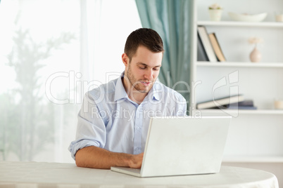 Businessman working on his notebook