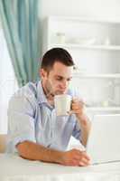 Businessman having a cup of coffee